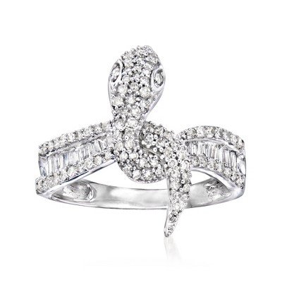 Ross-Simons 0.64 ct. t.w. Diamond Snake Ring in 14kt White Gold