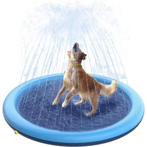 Jasonwell Splash Pad for Dogs & Kids, Anti-Slip Pool for Large Dogs, Durable 51" Outdoor Water Play Mat, Summer Sprinkler Toy, Blue - 1 of 4