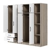 TIRAMISUBEST 6 Door Bedroom Armoire Closet with 2 Storage Drawers and Hanging Rods, Modern Wardrobe Clothes Organizer with Open Storage Shelves - 4 of 4