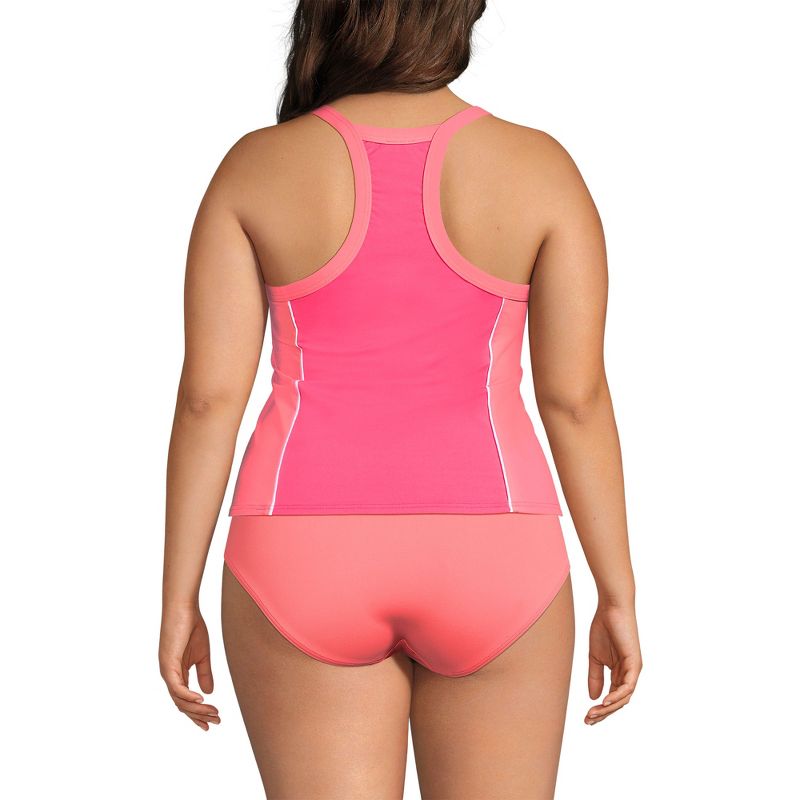 Lands' End Women's Chlorine Resistant High Neck Zip Front Racerback Tankini Swimsuit Top, 2 of 5