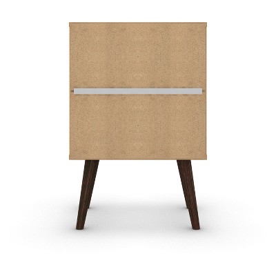 Liberty Mid-Century Modern White & Aqua Blue Nightstand with Drawer