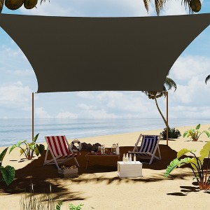 Gray 12'x16' Rectangle Sun Shade Sail - High UV Block Patio Shade Cloth ...
