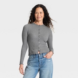Women's Ribbed Button-Down Cardigan - Universal Thread™ - 1 of 4
