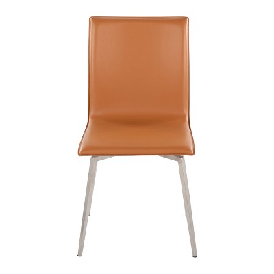 Light Brown Faux Leather Upholstered Side Chair with Metal Legs