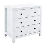 MUSEHOMEINC ST1001W 31.5 Inch Tall Rustic Solid Wood 3 Drawer Storage Dresser Nightstand with Black Metal Rounded Knobs, White Washed