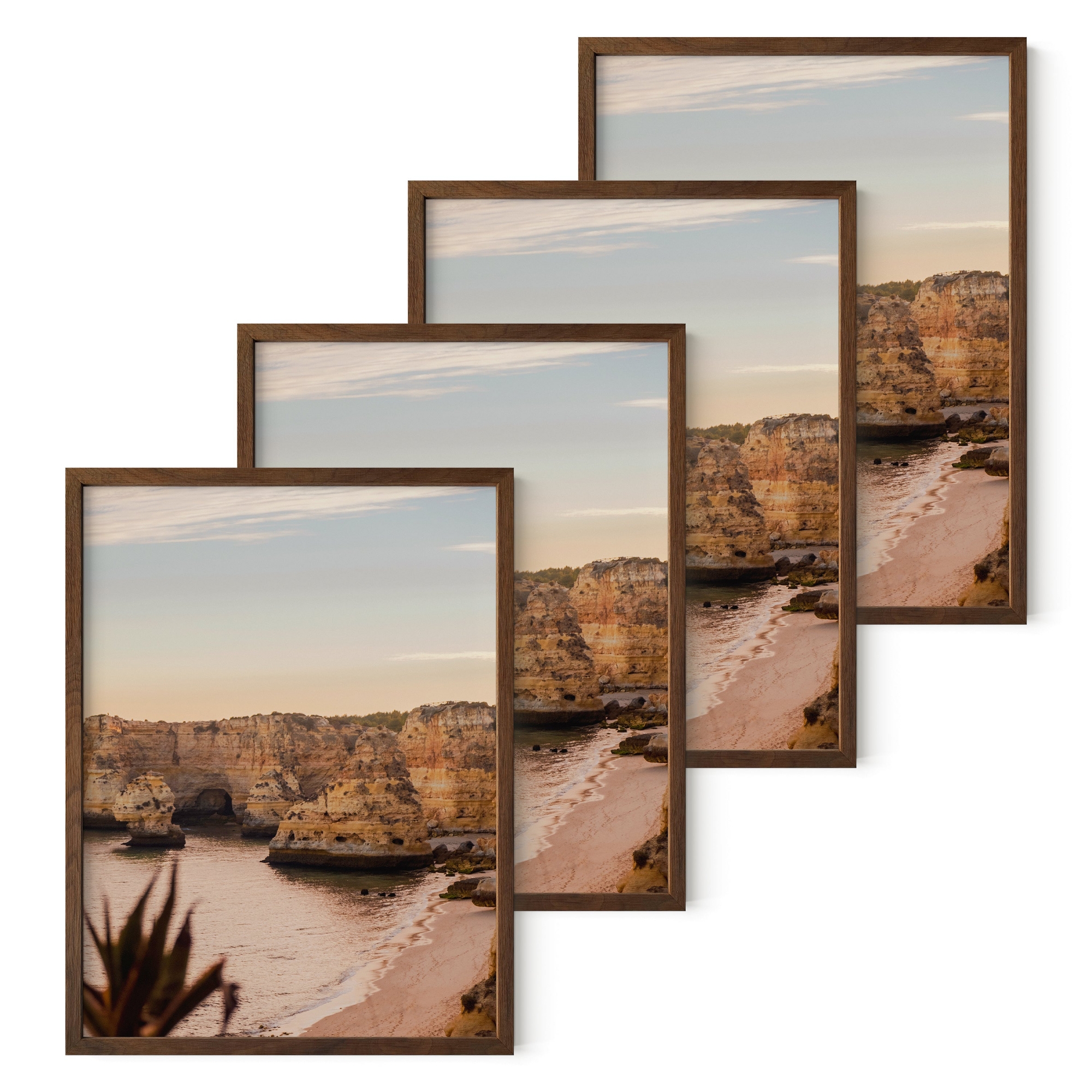 Haus and Hues Set of 4 Picture Frame with Plexiglass Cover, Walnut Oak, 12x16