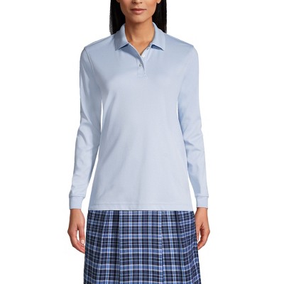 Lands' End School Uniform Women's Long Sleeve Interlock Polo Shirt