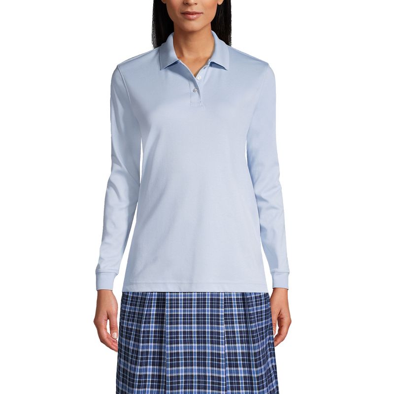 Lands' End School Uniform Women's Tall Long Sleeve Interlock Polo Shirt, 3 of 5