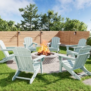 Folding Adirondack Chairs Set of 6 - HDPE Poly Lumber, 380lb Capacity & Weather-Resistant for Patio, Pool - 1 of 4