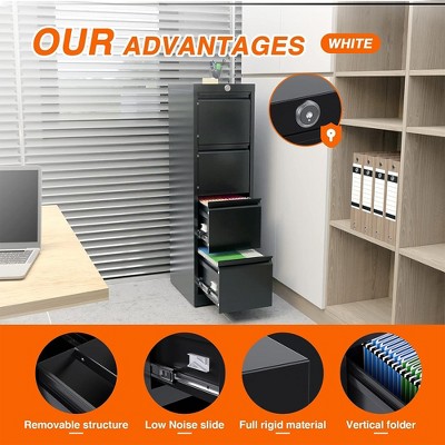Aobabo Black 4-Drawer Vertical Steel File Cabinet with Lock