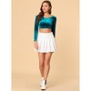INSPIRE CHIC Women's Velvet Scoop Neck Long Sleeve Solid Crop Top - 4 of 4