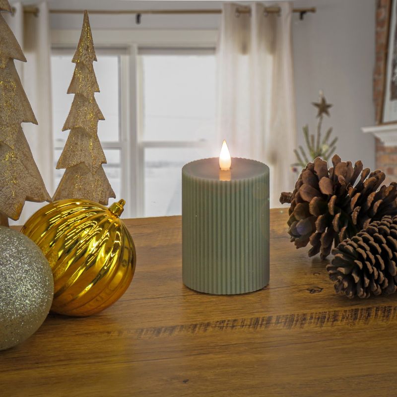 5" HGTV LED Real Motion Flameless Green Candle Warm White Light - National Tree Company, 2 of 5