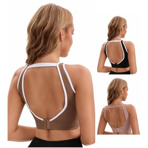 INSPIRE CHIC Women's 3 Pcs Open Back Workout Tank with Built-in Bras Contrast Color Crop Sports Vest - 1 of 4