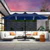 FONTOI Double Sided Outdoor Umbrella with Crank Handle, Rectangular Market Umbrella with 12 Ribs for Patio, Deck, Backyard, Blue, 106.2"*94.5"*181.1" - 2 of 4