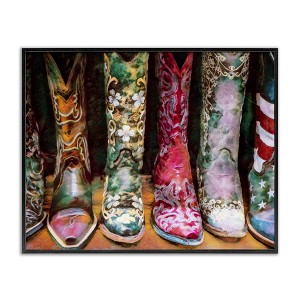 Stupell Industries Cowboy Boots Various Bold Designs Framed Giclee Art, Black, 20" x 16" - 1 of 4