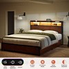 WOWLIVE Twin/Full/Queen/King Size Platform Bed Frame with Bookcase Headboard & Storage Drawers, Metal Bed frame with LED Light and Charging Station - 4 of 4
