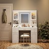 Gulches Large Vanity Table Set Makeup Vanity Dressing Table with Mirror, 6 Drawers & Shelves, Dresser Desk - 2 of 4
