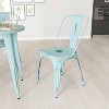Merrick Lane Banks Indoor/Outdoor Stacking Metal Dining Chair with Single Slat Back and Distressed Powder Coated Finish - 2 of 4