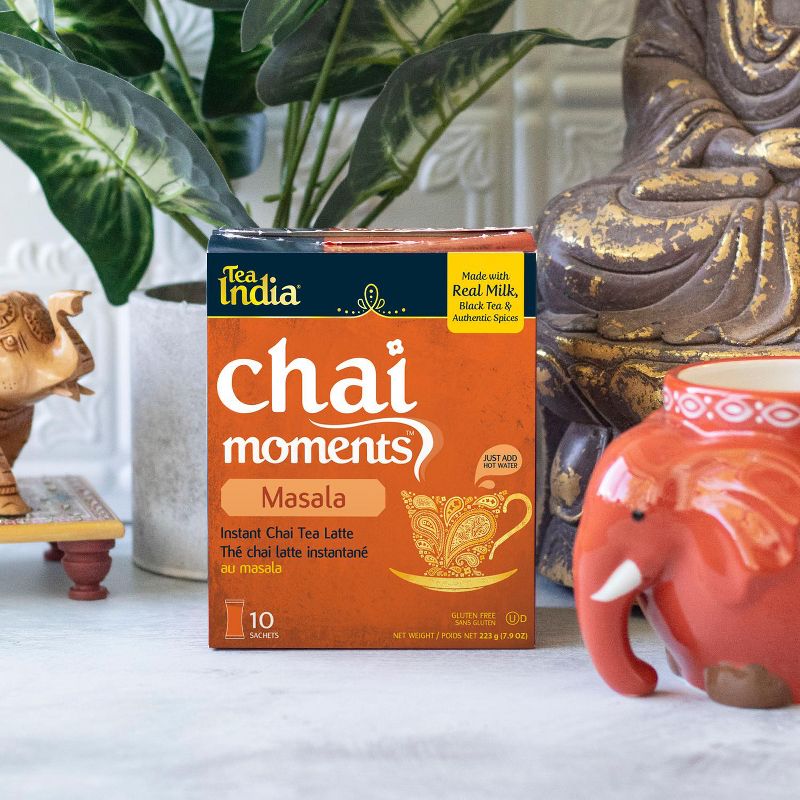 Tea India Chai Moments Masala Chai Tea Instant Latte Mix 10 Sachets Pack of 6, 4 of 6