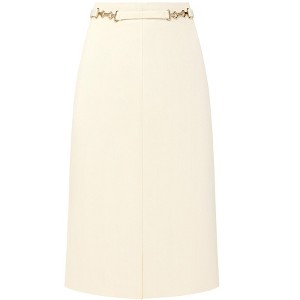 INSPIRE CHIC Women's Business Pencil High Waist Mental Decor Formal Work Midi Skirts - 1 of 4