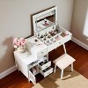 3-in-1 Vanity Desk with Lighted Flip-Top Mirror & Adjustable Cabinet, Makeup Dressing Table with Stool, Dresser with Drawers for Bedroom - 3 of 4