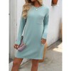 Women Casual Fall Crewneck Long Sleeved Pocket Dress Ribbed Mini Tshirt Dress Shift and T-Shirt Dresses for Women - 2 of 4