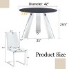 VYNXARIA Table and chair set:A 42inch stainless steel leg round table Paired with 6 Uniquely designed Black Dining Chairs With Silver Metal Leg - 2 of 4