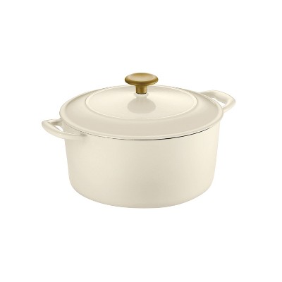 Tramontina 5.5qt Enameled Cast Iron Round Dutch Oven - Latte with Gold Knob