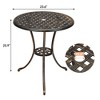 Patio Bistro Table, 23.6" Round Outdoor Coffee Table with Umbrella Hole, 26'' High Outdoor Cast Aluminum Bistro Table Side Table with Iron Frame - 3 of 4