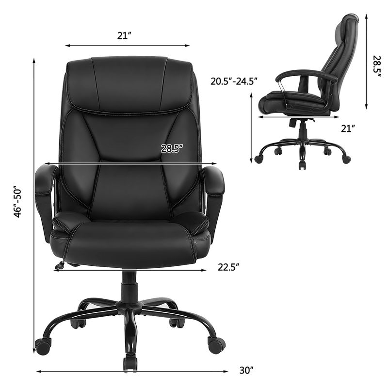 Costway Big & Tall 500lb Massage Office Chair E xecutive PU Leather Computer Desk Chair, 3 of 11