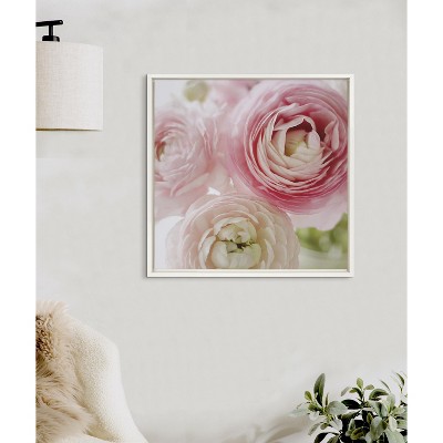 22x22 White Floral Canvas Print with Polystyrene Frame