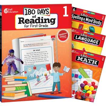 Shell Education 180 Days Reading, Spelling, Language, & Math Grade 1: 4-Book Set