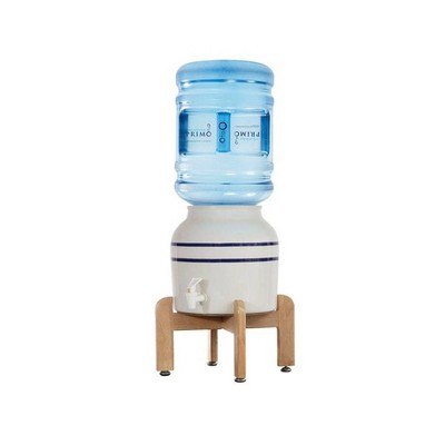 Primo White Ceramic Tabletop Water Dispenser with Wooden Stand