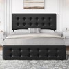 Linen Upholstered Platform Bed Frame with 4 Storage Drawers & Button Tufted Headboard – No Box Spring Needed, Diamond Stitched Design - 3 of 4