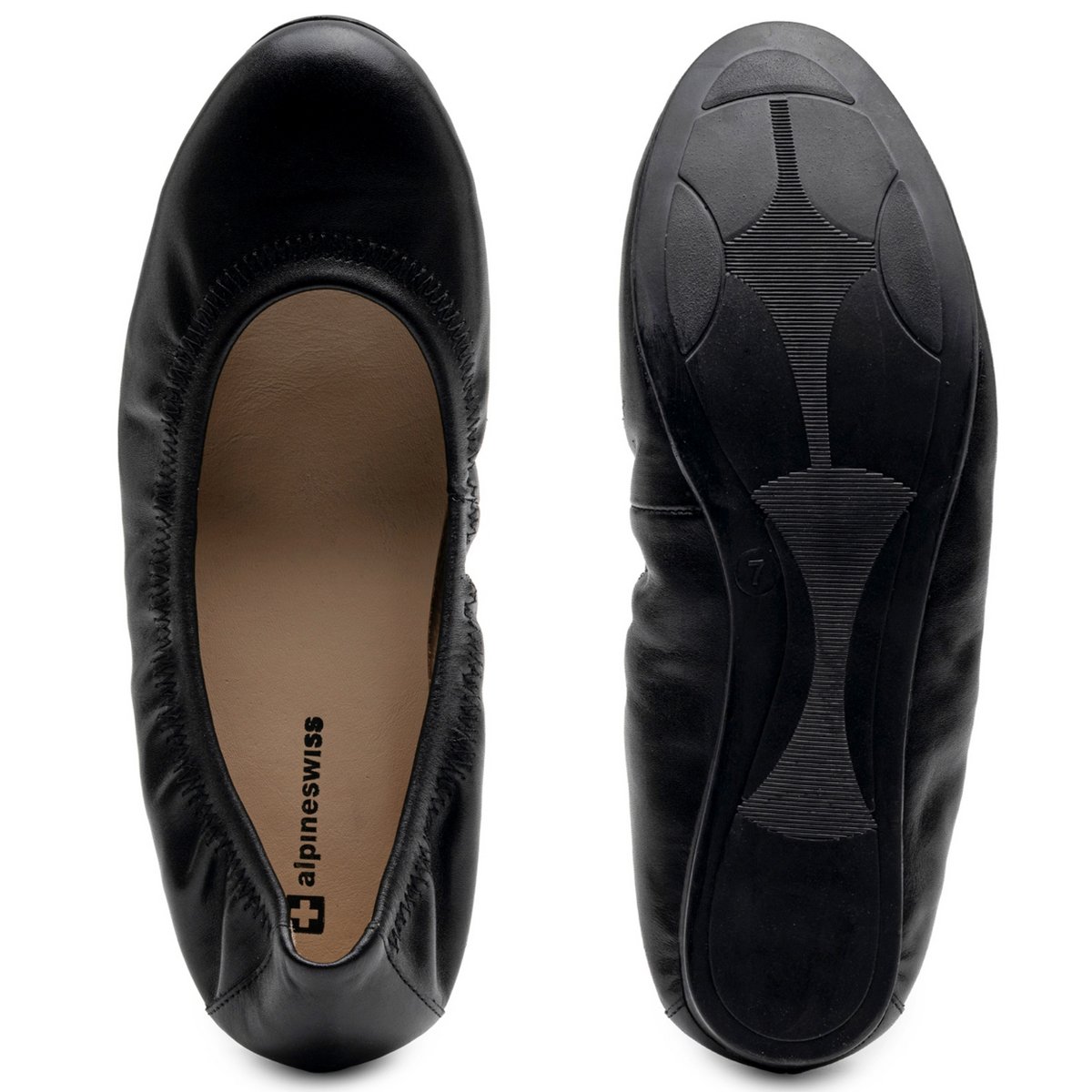 Обувь Alpine Swiss Sarah Womens Leather Ballet Flats Round Toe Slip On Cushioned Comfortable Flats Dressy Work Shoes Black 9 — фото 5