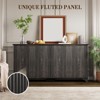 61 in. Wood Modern Fluted Kitchen Storage Cabinet, 4-Door Sideboard with Adjustable Shelves for Dining Room, Living Room - 3 of 4