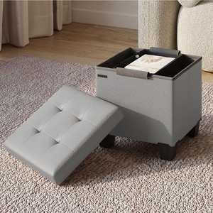 StorageBud Storage Ottoman for Bedroom End of Bed, Faux Leather Storage Bench, Large Storage Ottoman Bench, Entryway Bench with Storage - 1 of 4