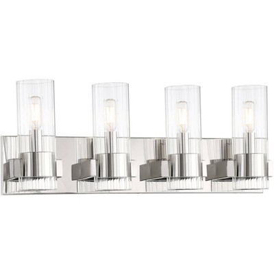 Minka Lavery Modern Wall Light Chrome Hardwired 24 1/2" 4-Light Fixture Clear Glass Shade for Bathroom Vanity Living Room Hallway