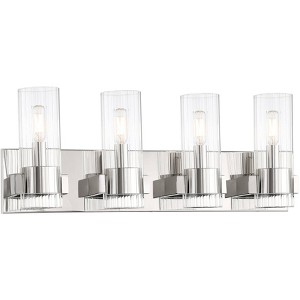 Minka Lavery Modern Wall Light Chrome Hardwired 24 1/2" 4-Light Fixture Clear Glass Shade for Bathroom Vanity Living Room Hallway - 1 of 3