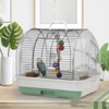 Portable Bird Cage Carrier w/ 2 Perches, Bowls & Tray - Metal Travel Cage for Parrots, Parakeets, Cockatiels, Budgies - 3 of 4