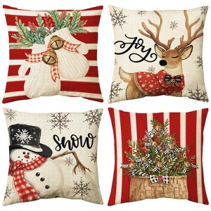 Christmas Pillow Covers 18x18 inch Set of 4, Christmas Decorations Cushion Covers, Xmas Pillow Covers - 1 of 4