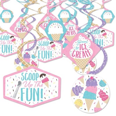 Big Dot of Happiness Scoop Up the Fun - Ice Cream - Sprinkles Party Hanging Decor - Party Decoration Swirls - Set of 40