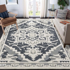 Vintage Rug Non Slip Medallion Floral Textured Accent Rugs  Low Pile Non Shedding Rug for Living Room Bedroom Home Office - 1 of 4