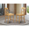East West Furniture,Quincy Counter Height Stools With X-Back in Oak Finish, Set of 2 - 2 of 3