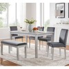 6-Piece Dining Set with Wooden Table, 4 Upholstered Chairs and a Bench for Kitchen, Dining Room - 2 of 4