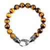 Crucible Men's Tiger Eye Stone Bead Antiqued Lobster Clasp Bracelet (10mm) - 8" - 2 of 4