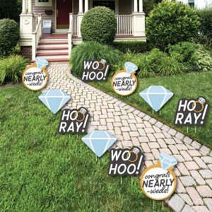 Big Dot of Happiness Just Engaged - Black and White - Diamond Ring Lawn Decorations - Outdoor Engagement Party Yard Decorations - 10 Piece - 1 of 4