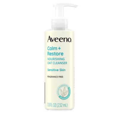 Aveeno Calm + Restore Face Cleanser for Sensitive Skin with Nourishing Oat &#38; Feverfew - Fragrance Free - 7.8 fl oz