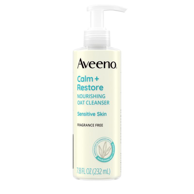 Aveeno Calm + Restore Face Cleanser for Sensitive Skin with Nourishing Oat &#38; Feverfew - Fragrance Free - 7.8 fl oz, 1 of 15
