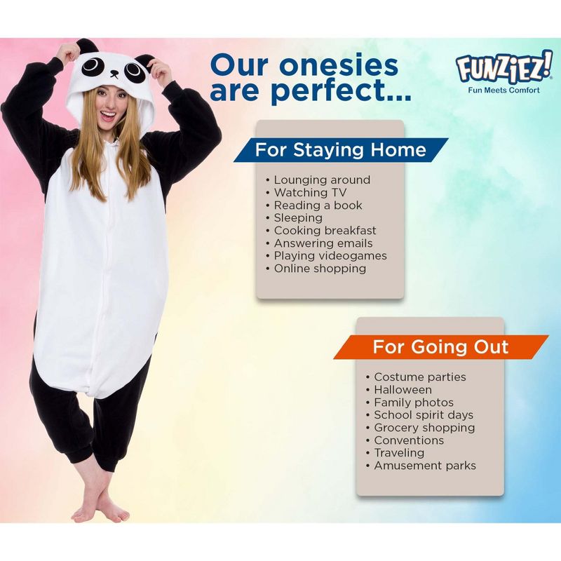FUNZIEZ! - Panda Adult Unisex Novelty Union Suit Costume for Halloween, 5 of 7
